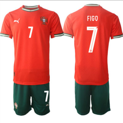 Portugal Team #7 Luis Figo 2025 Red Home Soccer Jersey Suit