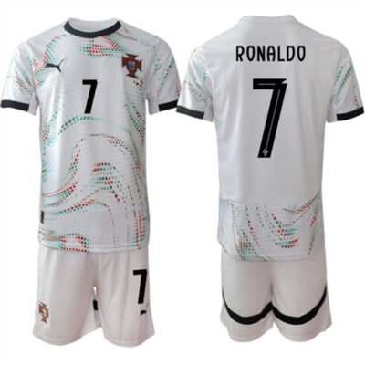 Portugal Team #7 Ronaldo 2025 White Away Soccer Jersey Suit