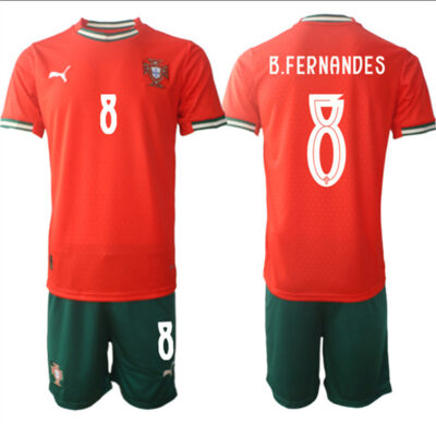 Portugal Team #8 B.Fernandes 2025 Red Home Soccer Jersey Suit