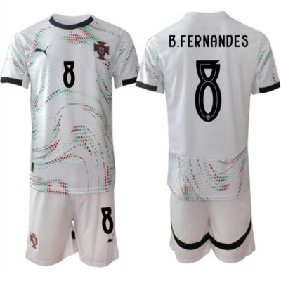 Portugal Team #8 B.Fernandes 2025 White Away Soccer Jersey Suit
