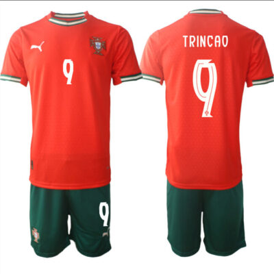 Portugal Team #9 TrincAo 2025 Red Home Soccer Jersey Suit
