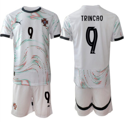 Portugal Team #9 TrincAo 2025 White Away Soccer Jersey Suit