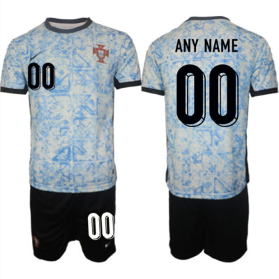 Portugal Team Custom 2024-25 White/Blue Away Soccer Jersey Suit