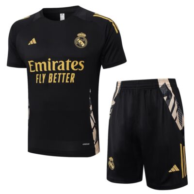 Real Madrid 2024 2025 Black Soccer Jersey Shorts Set