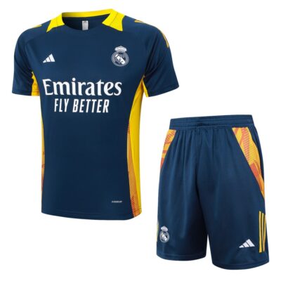 Real Madrid 2024 2025 Blue Yellow Soccer Jersey Shorts Set
