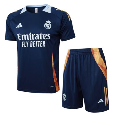 Real Madrid 2024 2025 Dark Blue Soccer Jersey Shorts Set