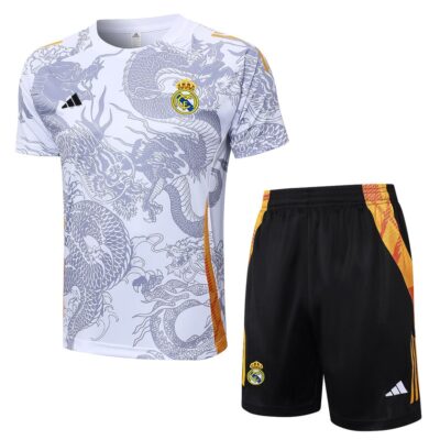 Real Madrid 2024 2025 White Dragon Grey Short Jersey Set