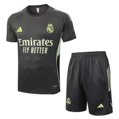 Real Madrid 2025 2026 Black Yellow Short Shirt Set