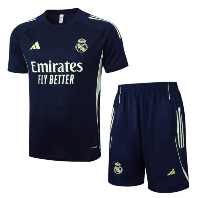 Real Madrid 2025 2026 Dark Blue Soccer Jersey Shorts Set