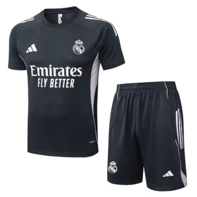 Real Madrid 2025 2026 Light Black Soccer Jersey Shorts Set