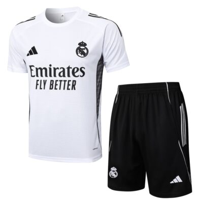 Real Madrid 2025 2026 Light White Soccer Jersey Shorts Set