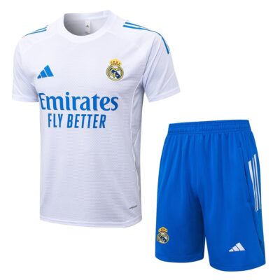 Real Madrid 2025 2026 White Blue Short Shirt Kit