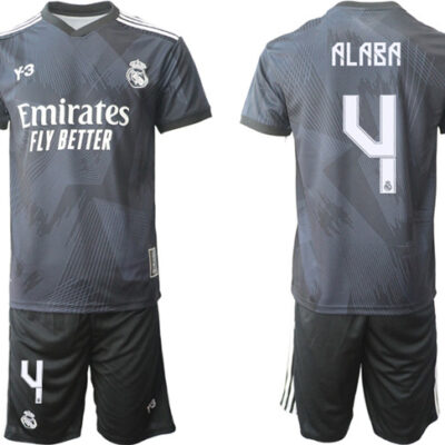 Real Madrid #4 David Alaba 22/23 Black Soccer Jersey Suit