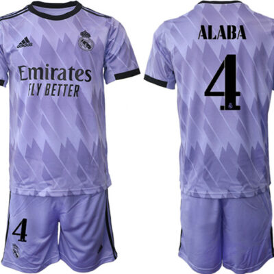 Real Madrid #4 David Alaba 22/23 Purple Away Soccer Jersey Suit