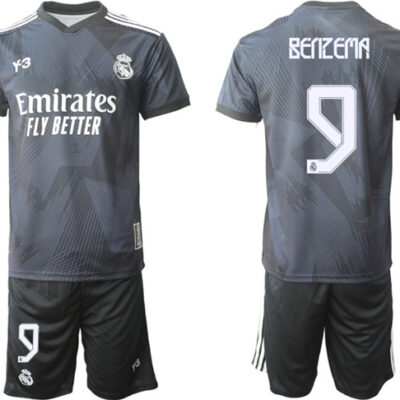 Real Madrid #9 Karim Benzema 22/23 Black Soccer Jersey Suit
