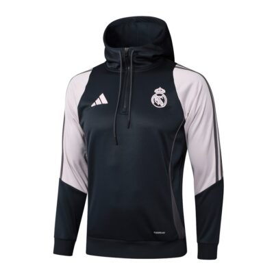 Alternative view of Real Madrid Hooded Tracksuit Sweatshirt 2024 2025 Black White