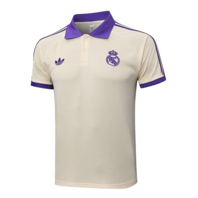 Alternative view of Real Madrid Polo + Pants 2025 2026 Beige Purple Training Tracksuit