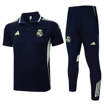 Real Madrid Polo + Pants 2025 2026 Dark Blue Training Tracksuit