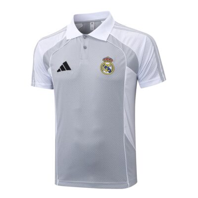 Alternative view of Real Madrid Polo + Pants 2025 2026 Grey White Training Tracksuit