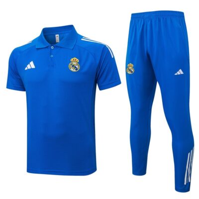 Real Madrid Polo + Pants 2025 2026 Light Blue Training Tracksuit