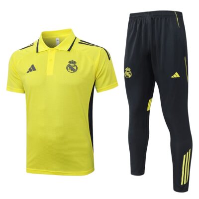 Real Madrid Polo + Pants 2025 2026 Light Yellow Training Tracksuit