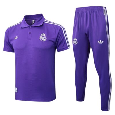 Real Madrid Polo + Pants 2025 2026 Purple Training Tracksuit