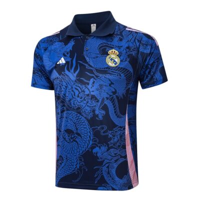 Alternative view of Real Madrid Polo + Pants Training Tracksuit 2024 2025 Blue Pattern