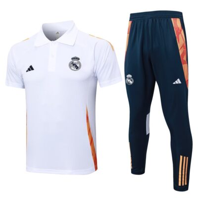 Real Madrid Polo + Pants Training Tracksuit 2024 2025 White