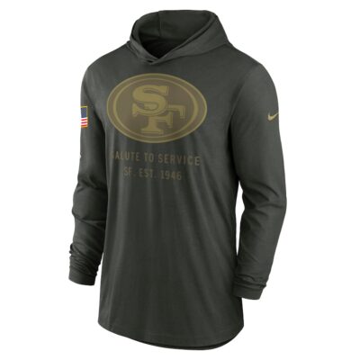 Alternative view of San Francisco 49ers 2025 Salute to Service Sideline Dri-FIT Lightweight Hooded Pullover - Forest Green