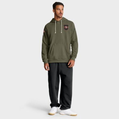 San Francisco 49ers 2025 Salute to Service Sideline Standard Issue Dri-FIT Hoodie - Olive - Image 3