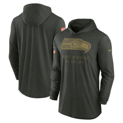 Seattle Seahawks 2025 Salute to Service Sideline Dri-FIT Lightweight Hooded Pullover - Forest Green