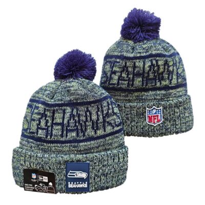 Seattle Seahawks Cuffed Knit Hat with Pom
