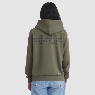 Alternative view of Seattle Seahawks Women's 2025 Salute to Service Sideline Standard Issue Dri-FIT Hoodie - Olive