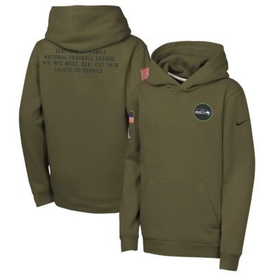 Seattle Seahawks Youth 2025 Salute to Service Club Fleece Hoodie - Olive