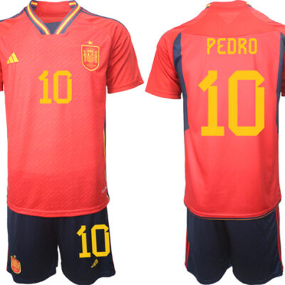 Spain #10 Pedro Red Home Soccer Jersey Suit