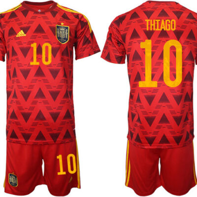 Spain #10 Thiago Red Home Soccer Jersey Suit