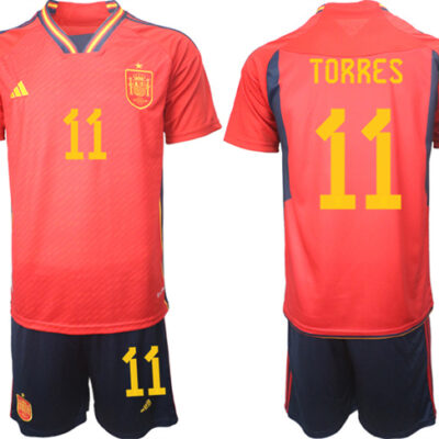 Spain #11 Torres Red Home Soccer Jersey Suit