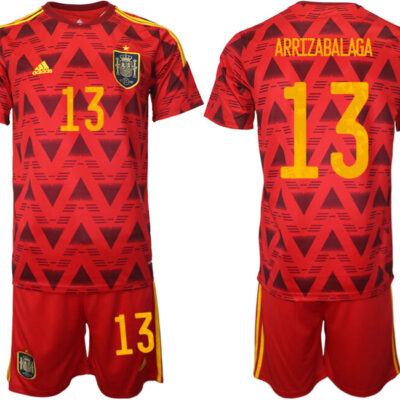 Spain #13 Arrizabalaga Red Home Soccer Jersey Suit