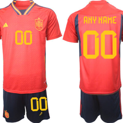 Spain Custom Red Home Soccer Jersey Suit