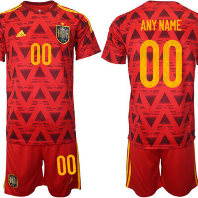 Spain Custom Red Home Soccer Jersey Suit