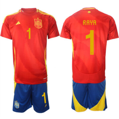 Spain Team #1 David Raya 2024-25 Red Home Soccer Jersey Suit