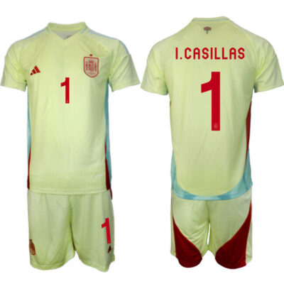 Spain Team #1 Iker Casillas 2024-25 Yellow Away Soccer Jersey Suit