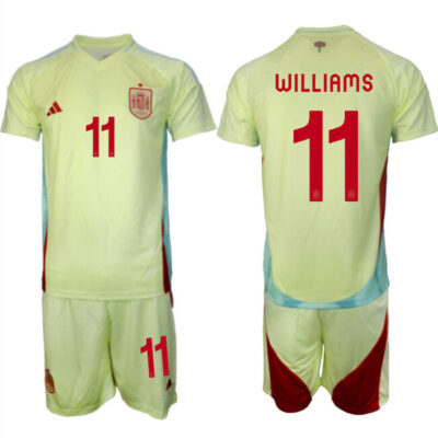 Spain Team #11 Nico Williams 2024-25 Yellow Away Soccer Jersey Suit