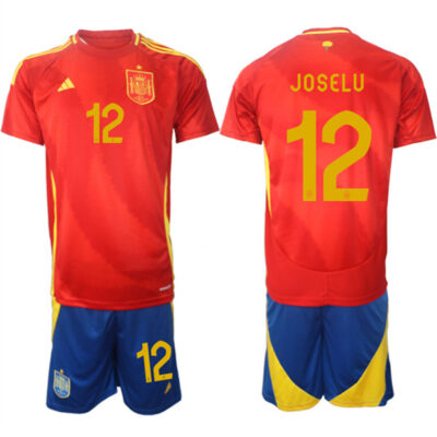 Spain Team #12 Joselu 2024-25 Red Home Soccer Jersey Suit
