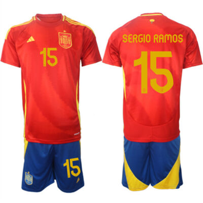 Spain Team #15 Sergio Ramos 2024-25 Red Home Soccer Jersey Suit