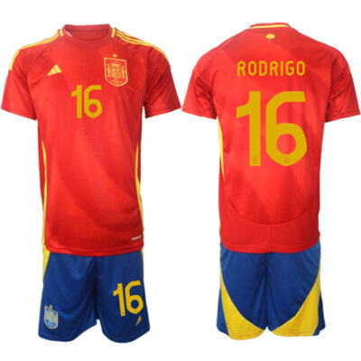 Spain Team #16 Rodrigo 2024-25 Red Home Soccer Jersey Suit