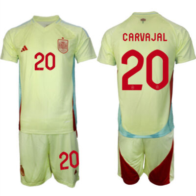 Spain Team #20 Dani Carvajal 2024-25 Yellow Away Soccer Jersey Suit