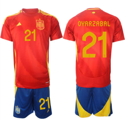 Spain Team #21 Mikel Oyarzabal 2024-25 Red Home Soccer Jersey Suit