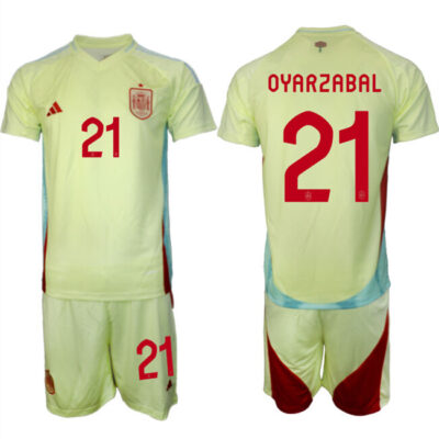 Spain Team #21 Mikel Oyarzabal 2024-25 Yellow Away Soccer Jersey Suit