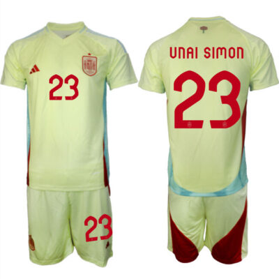 Spain Team #23 Unai Simon 2024-25 Yellow Away Soccer Jersey Suit